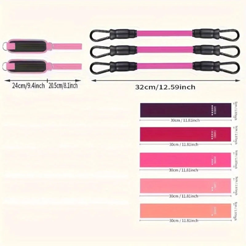 Ten-Piece Yoga Resistance Band Set for Leg and Glute Shaping, Multi-Level Tension Fitness Equipment with Ankle Straps