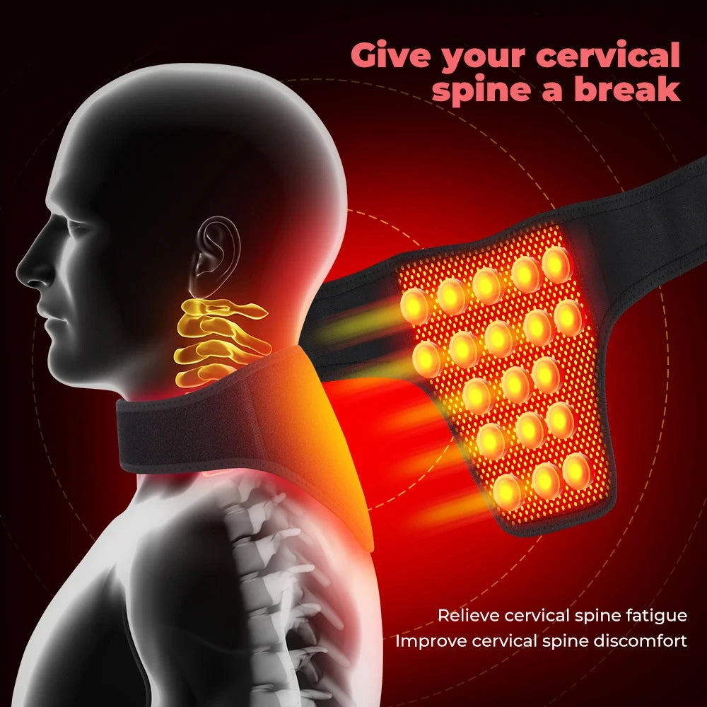 Magnetic Self Heating Pad Strap for Neck Pain and Migraine Headaches