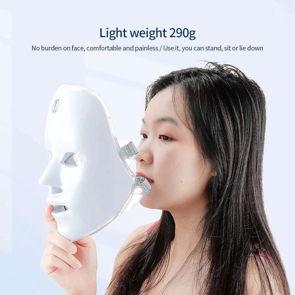 7 Colors Led Facial Mask With Neck Red Light Therapy Mask For Skin