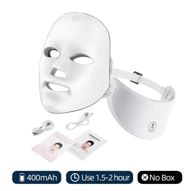 7 Colors Led Facial Mask With Neck Red Light Therapy Mask For Skin