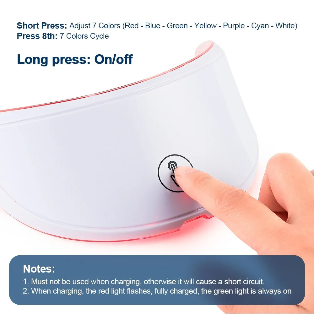 7 Colors Led Facial Mask With Neck Red Light Therapy Mask For Skin
