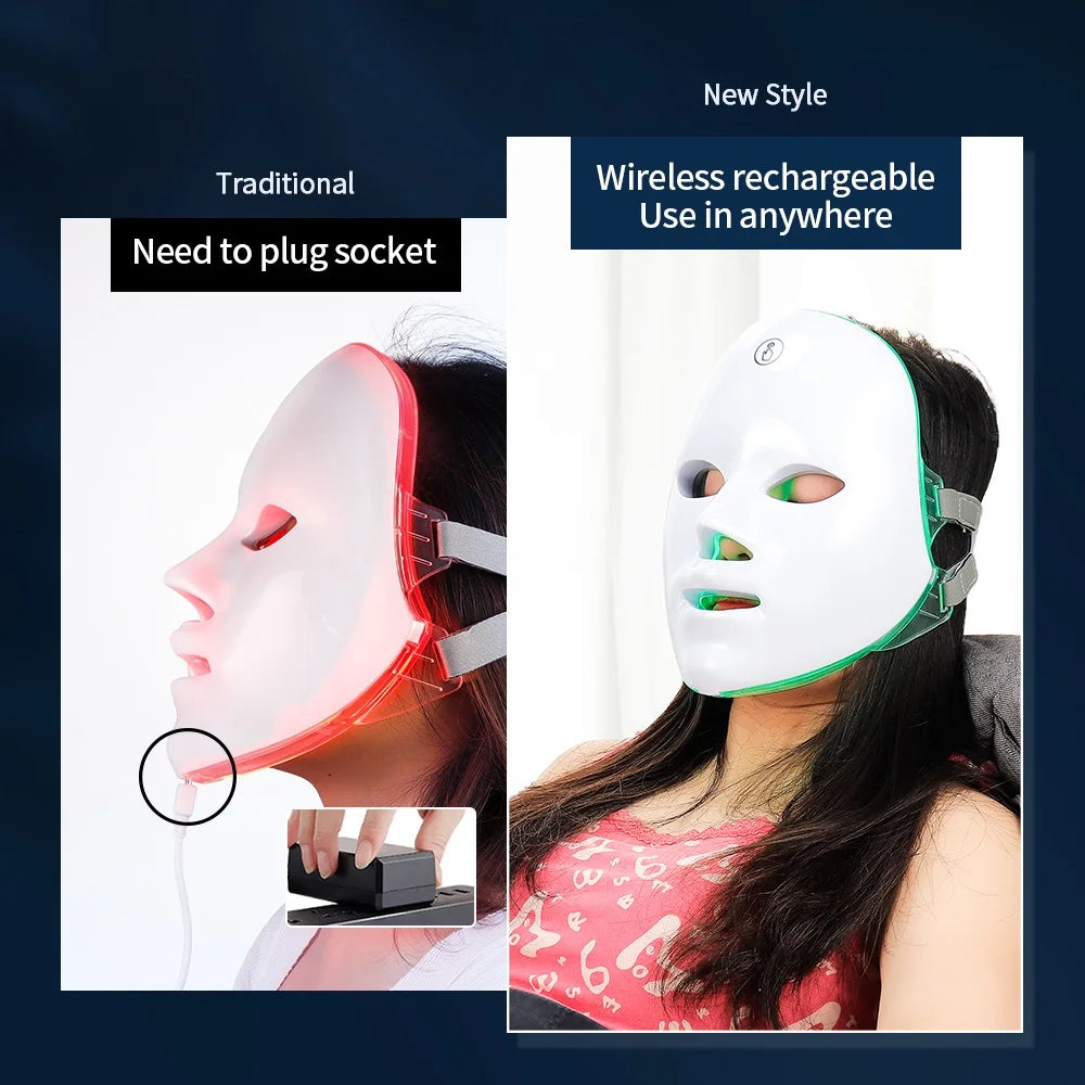 7 Colors Led Facial Mask With Neck Red Light Therapy Mask For Skin