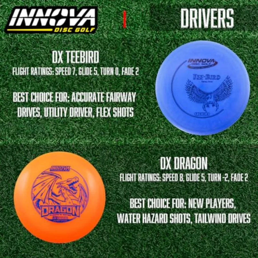 Set 10 Pack Disc Golf Starter Set for Beginners with Disc Golf Drivers Mid-Ranges Disc Golf Putters Disc Golf Starter Kit
