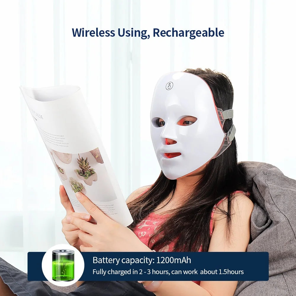 7 Colors Led Facial Mask With Neck Red Light Therapy Mask For Skin
