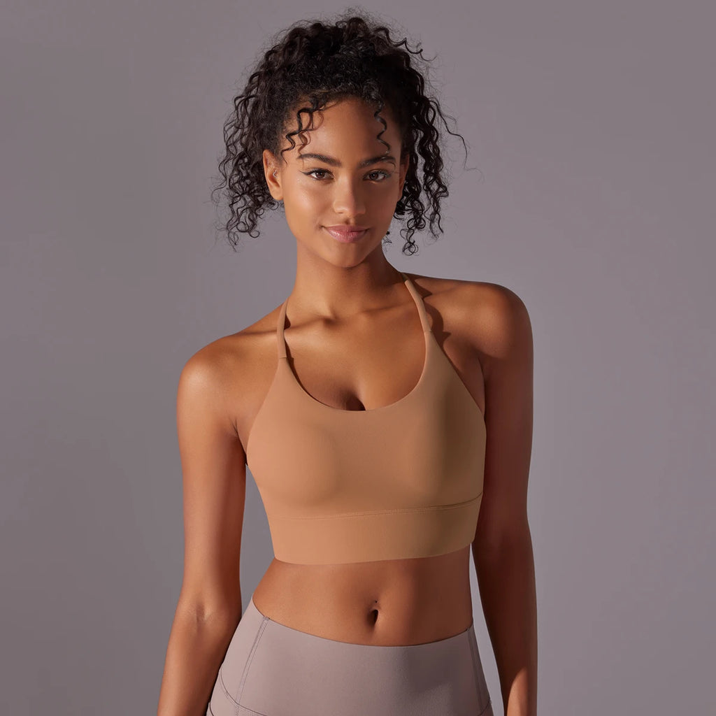 Sport Bra Soft Backless Sexy Women Fitness Bra Tights Yoga Vest High Strength Shockproof Gym Sports Top Push Up With Chest Pad