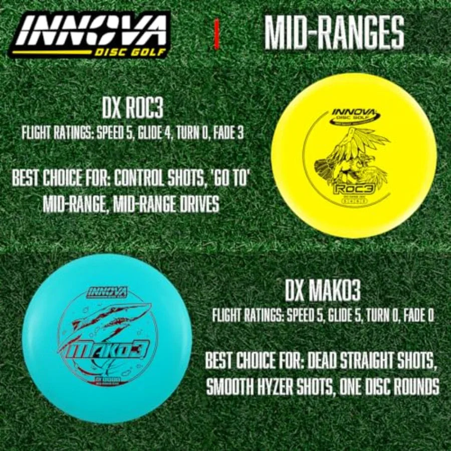 Set 10 Pack Disc Golf Starter Set for Beginners with Disc Golf Drivers Mid-Ranges Disc Golf Putters Disc Golf Starter Kit