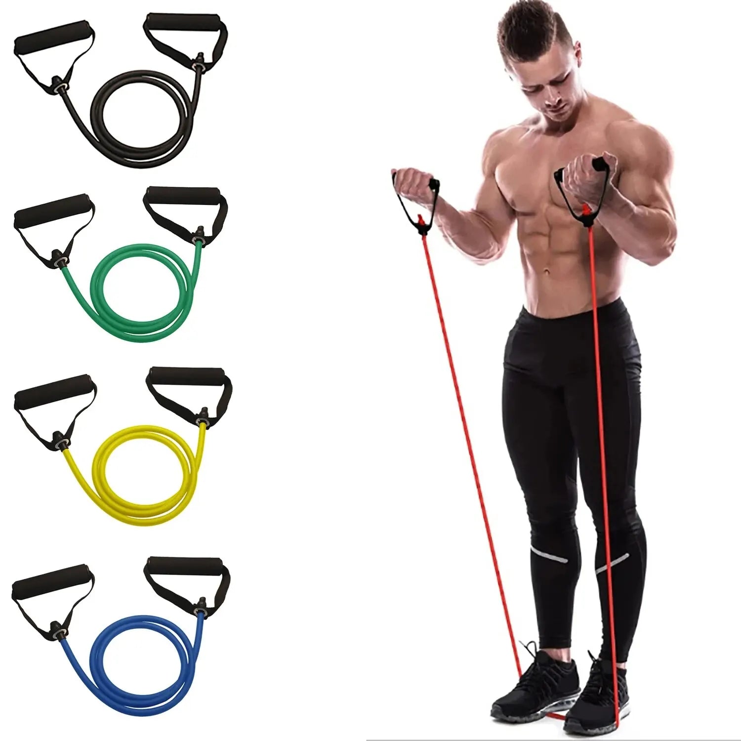 Resistance Bands With Handles, Exercise Bands, Workout Bands With Handles For Men Women, Strength Training Equipment At HomeJ