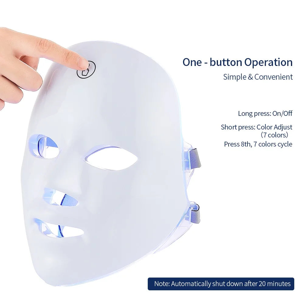 7 Colors Led Facial Mask With Neck Red Light Therapy Mask For Skin