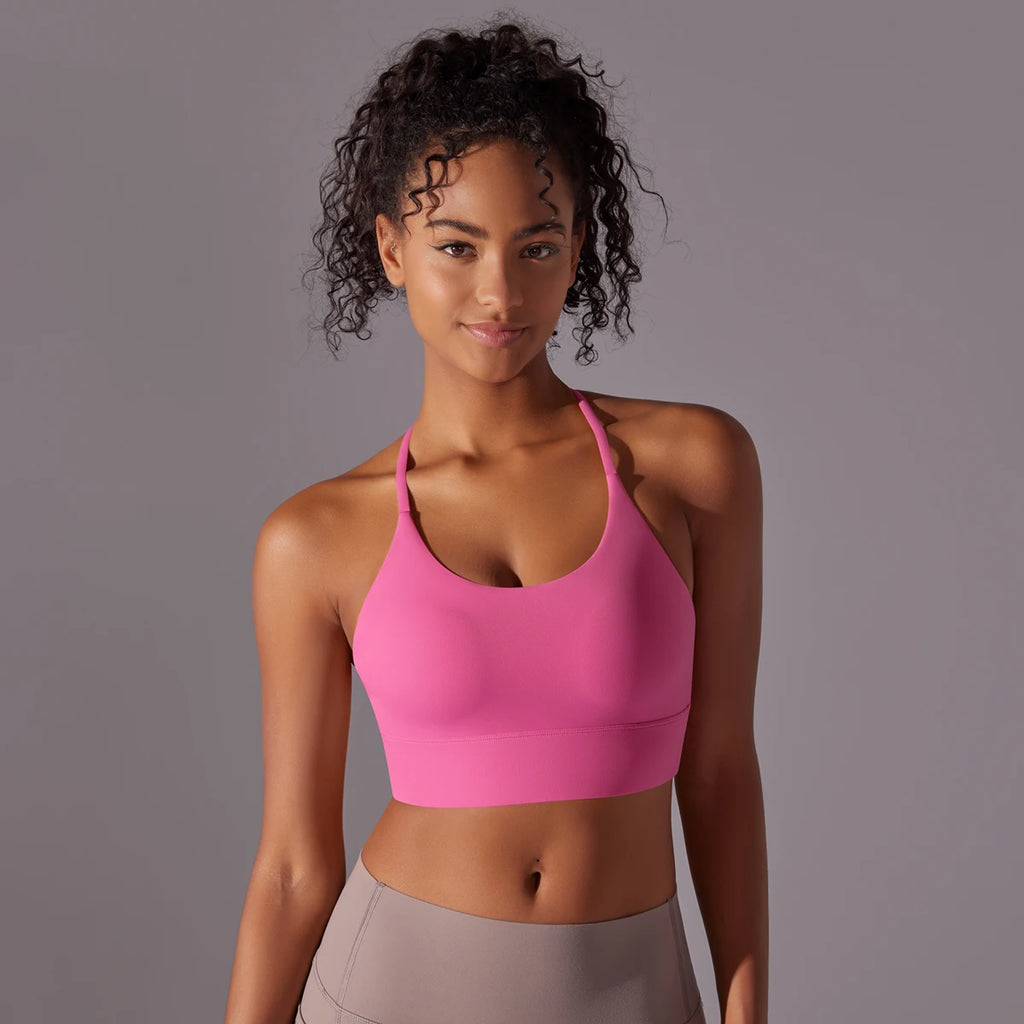 Sport Bra Soft Backless Sexy Women Fitness Bra Tights Yoga Vest High Strength Shockproof Gym Sports Top Push Up With Chest Pad