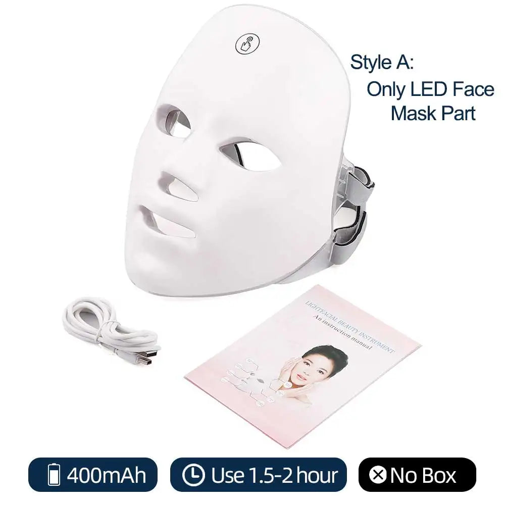 7 Colors Led Facial Mask With Neck Red Light Therapy Mask For Skin