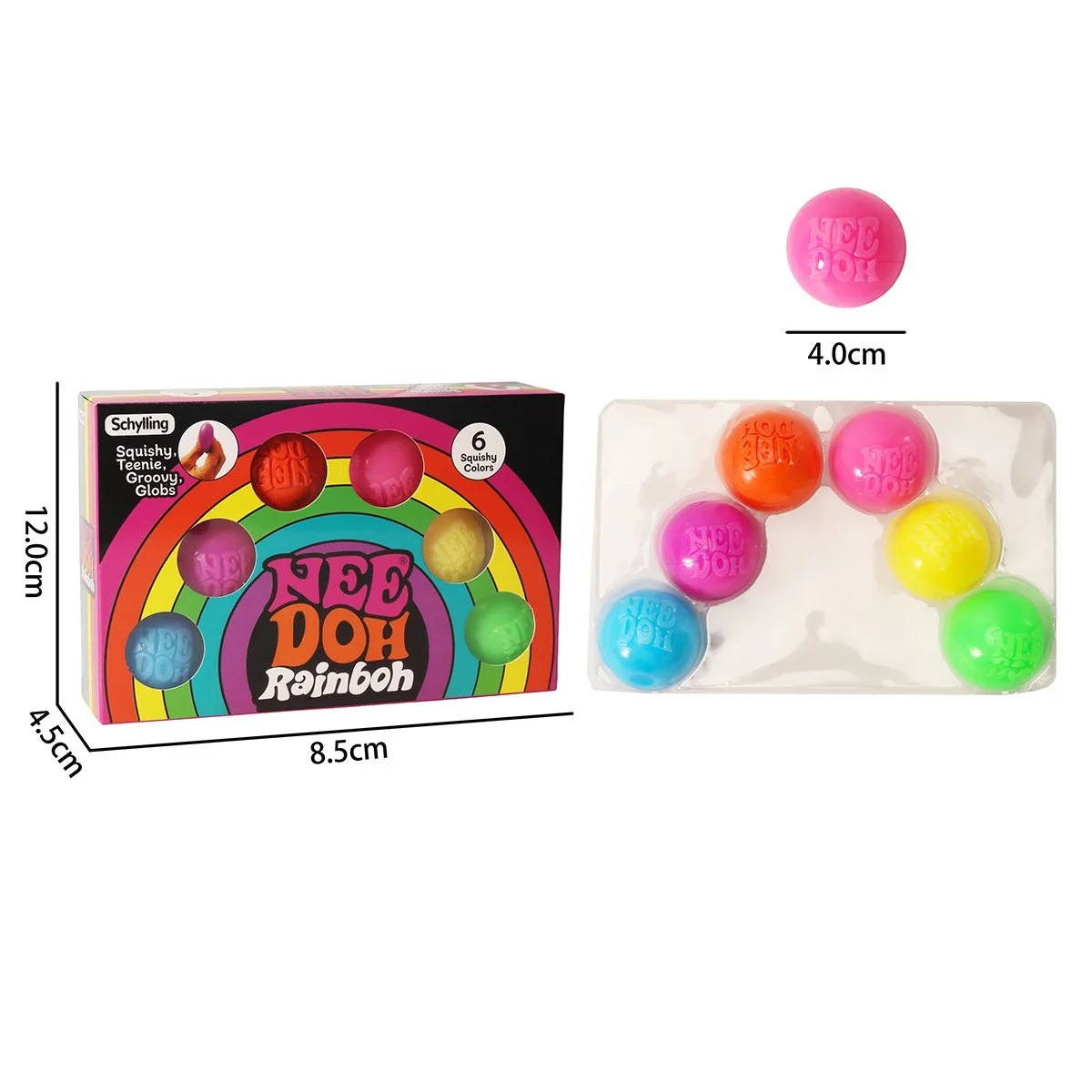 Needoh Rainbow Teenie Stress Ball Fidget Toys